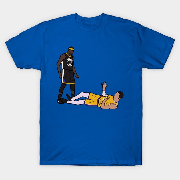 Demarcus Cousins Stares Down Kyle Kuzma After Dunking On Him - Golden State Warriors T-Shirt by xavierjfong